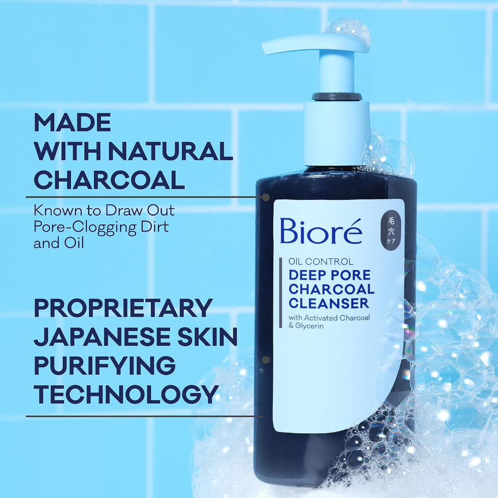 Revitalize Your Skin with Biore Deep Pore Charcoal Face Wash for Oily Skin - 11.45 Fl Oz