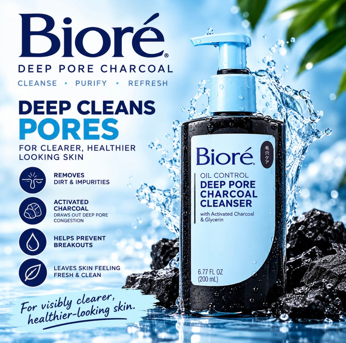 Bioré Deep Pore Charcoal Cleanser | Deep Clean for Oily Skin – 11.45 fl oz
