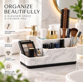 Marble Toothbrush Holder & Bathroom Organizer – Multi-Compartment Storage for Makeup, Skincare & Vanity Essentials